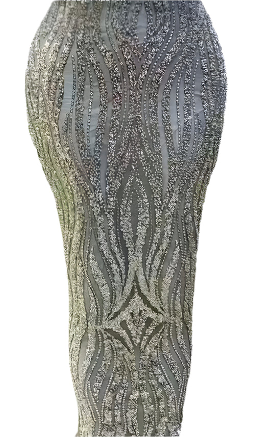 Silver Beaded Lace - 5 Yards