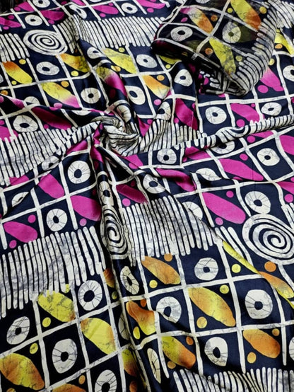 Adire Silk & Chiffon Fabric - 003