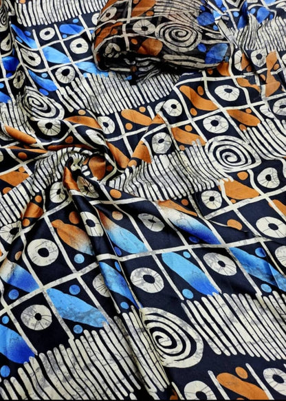 Adire Silk & Chiffon Fabric - 003