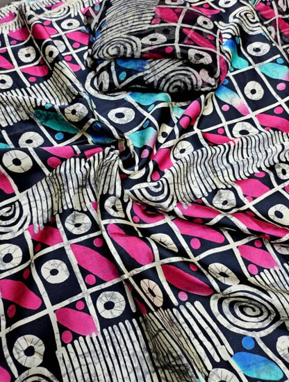 Adire Silk & Chiffon Fabric - 003