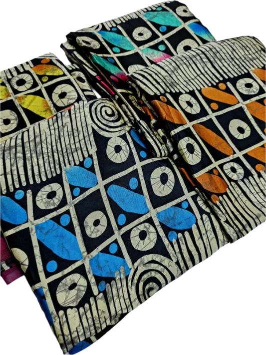Adire Silk & Chiffon Fabric - 003