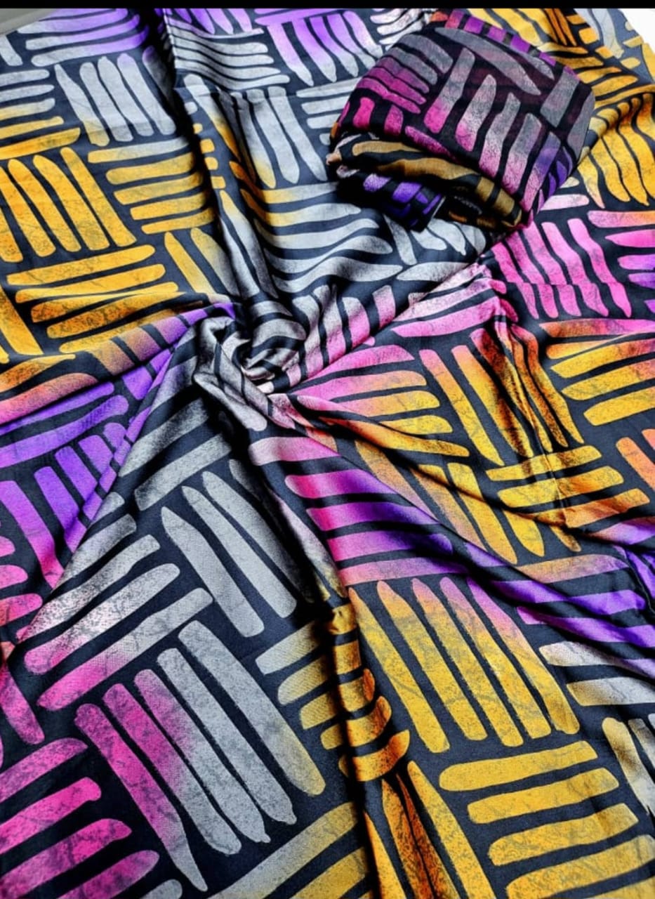 Adire Silk & Chiffon Fabric - 004