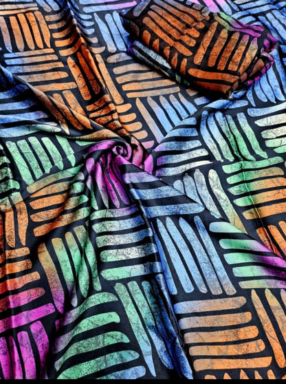 Adire Silk & Chiffon Fabric - 004