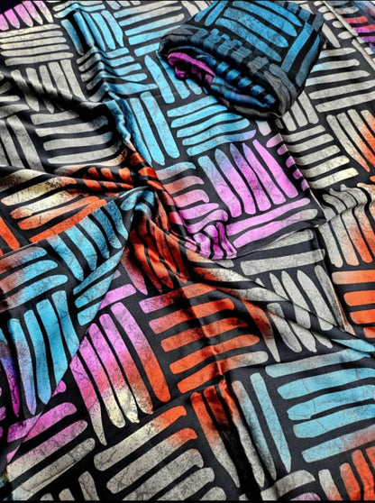 Adire Silk & Chiffon Fabric - 004