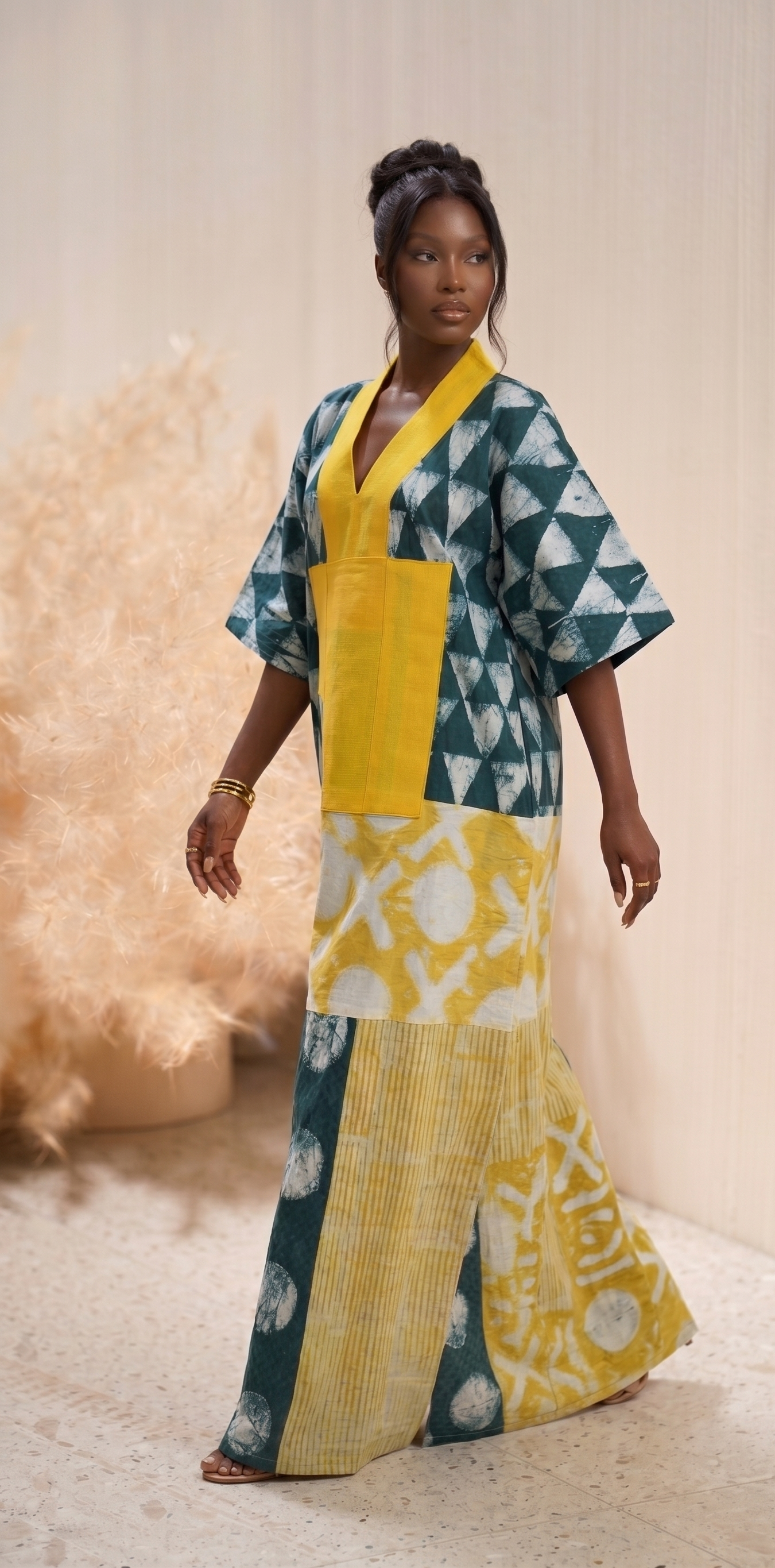 Folusho Adire Boubou - Yellow