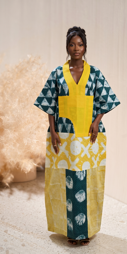 Folusho Adire Boubou - Yellow