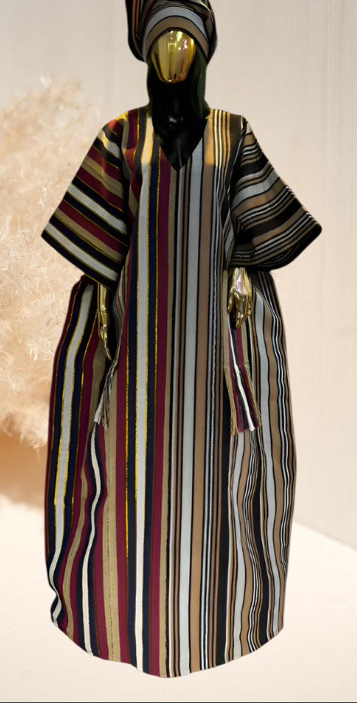 Abeni Aso Oke Agbada Dress - Striped