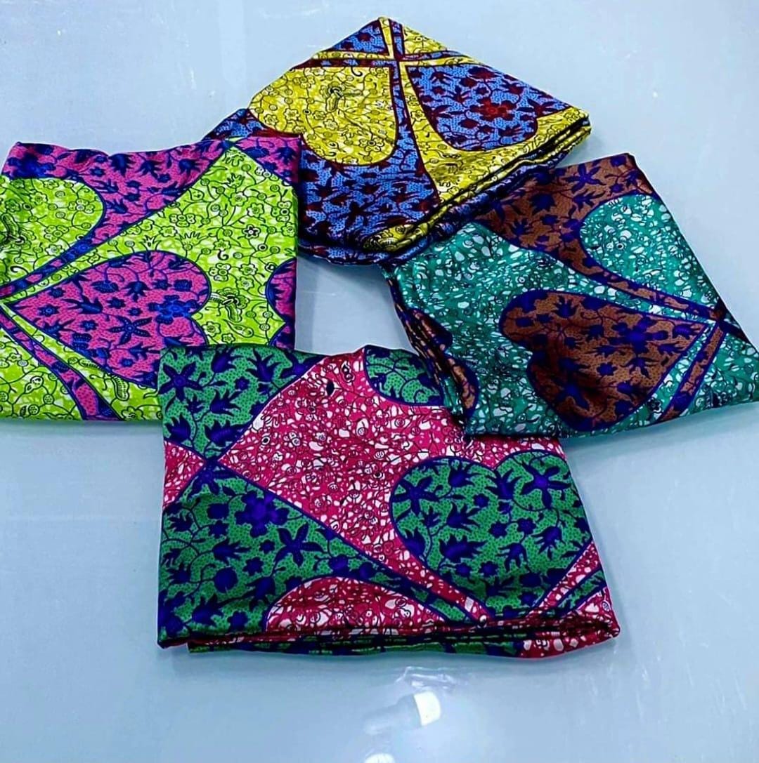 Red Silky soft fabric sold by the yard, Red adire silky satin fabric inspired print and chiffon 4 yards 60 length
