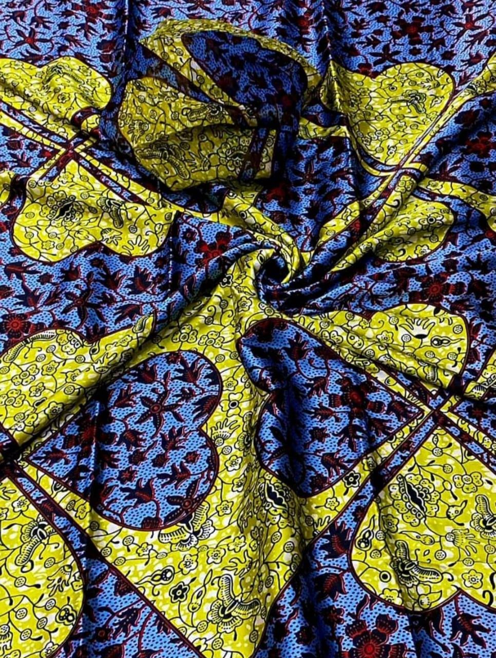 Red Silky soft fabric sold by the yard, Red adire silky satin fabric inspired print and chiffon 4 yards 60 length