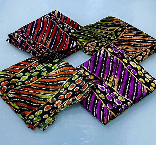 Red Silky soft fabric sold by the yard, Red adire silky satin fabric inspired print and chiffon 4 yards 60 length