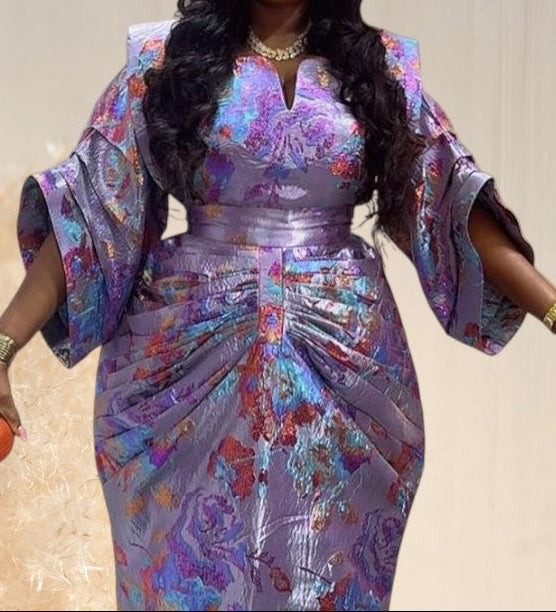 Mandy Brocade Dress - Purple