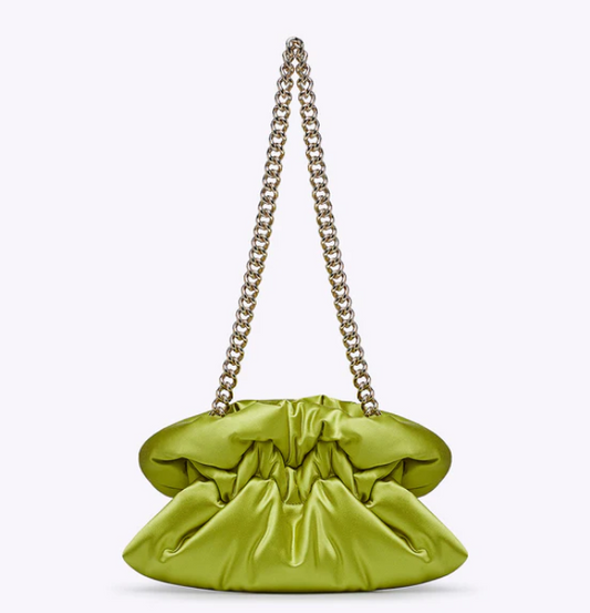 Rodo Lime Satin Soft Clutch