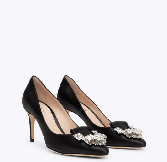 Rodo Black Satin Pumps