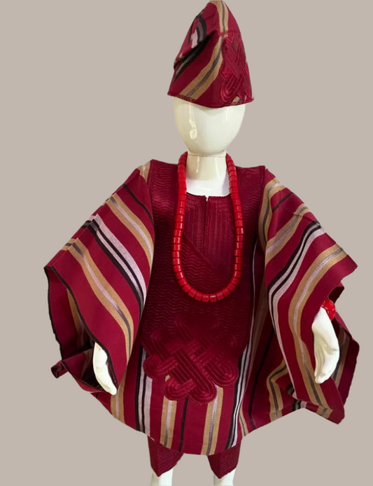 Oluwatobi Agbada Set - Dark Red