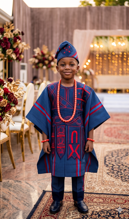 Ensemble Agbada 3 pièces en Asooke Oluwatobi - Modèle 021