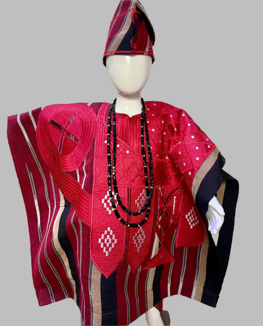 Ayomide Boys' Agbada Set – Red 2