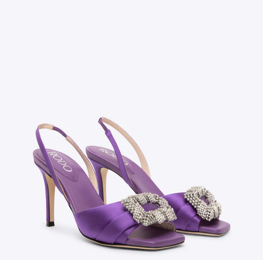 Rodo Purple Satin Sandals